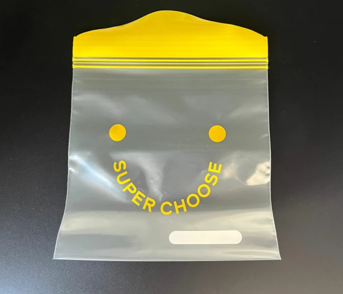 Yellow transparent ziplock bag